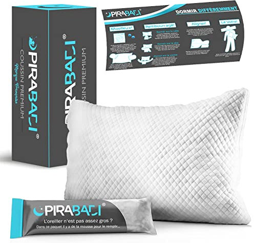 PIRABADI Cojín 9D Almohada ergonómica Cervical 50 x 70 con Memoria de Forma y Relleno y Confort Premium 50 x 70 cm, tamaño King Size, antiácaros y Anti puniaés, Alivia el Dolor de Dorsal y Cerebro