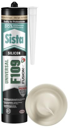 Sista F109 Fusion, universell einsetzbare Dichtmasse, Silikon Dichtstoff für Fassade, Verglasung und Sanitär, resistente und geprüfte Fugenmasse, bahamabeige 1x300 ml