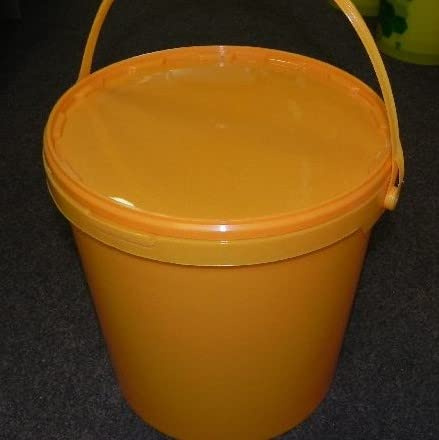 2x 25kg Honigeimer gelb m.Deckel ohne Aufdruck Höhe 33 cm, Ø oben 31, unten 27,5 cm Imker Imkerei Bienen Eimer Silkes Imkereibedarf