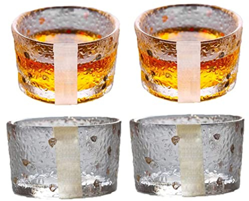 SouiWuzi Tasses de saké, ensemble de tasses de saké japonaise, tasses à thé japonais, verre soju, ensemble de tasses Saki, verres de saké, jeu de verre de tir au Japon de 4