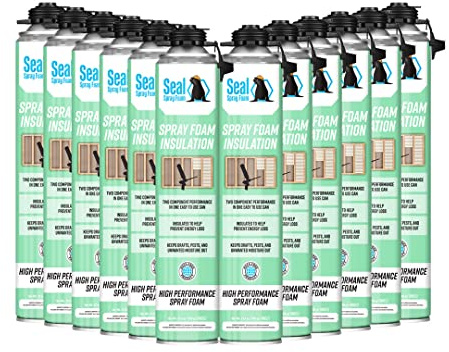 Seal Spray High Performance 80% Plus Closed Cell Formula Insulating Foam Cans (300 Board FT-12 Cans) - for Best Result use Our Seal Spray Foam Gun (NOT Included)