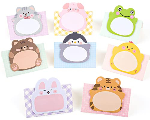 cobee 8 Stück 160 Blatt Haftnotizen Mit Niedlichen Tieren | Haftnotizen Lustig Haftnotizen Notizblock Lustig Notizblock Mädchen Kawaii Schulsachen Selbstklebende Notizblöcke Heimbüro
