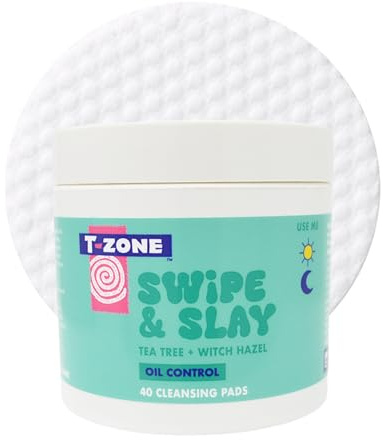 T-Zone Tea Tree & Witch Hazel Biodegradable Cleansing Pads (40 Pads) - Instantly Remove Dirt, Oil & Makeup, Unclogs Pores, Promotes Clearer Skin & Kinder to Planet