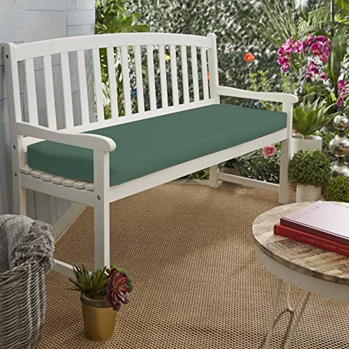 Water Resistant Garden Bench Cushion 3 Seater for Patio Furniture Kitchen/Dining Bench Indoor Outdoor Comfortable Thick Cushion With Zipper Removable Washable Cover (3 seater 143x52x6cm, Bottle Green)