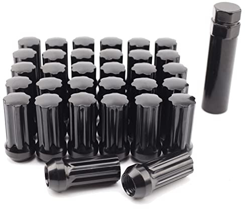 Mardarth Radmuttern für 8 Lug Aftermaket, konischer Wölbungssitz, geschlossenes Ende mit 1 Steckschlüssel, Schwarz, 32 Stück, 14 mm x 1,5