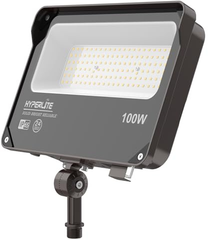 HYPERLITE LED Flood Light with Dusk to Dawn Photocell, 11000LM LED Security Flood Lights Outdoor, 5000K Daylight IP65 Waterproof Floodlights for Court, Garden, Yard