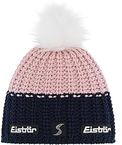 Eisbär Focus Lux Crystal Skipool Mütze Beanie Strickmütze Wollmütze Wintermütze Skimütze Bommelmütze Damen - Made in the EU mit Futter, Futter Winter