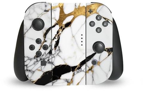 Head Case Designs White, Gold, and Black Marble Vinyl Sticker Gaming Skin Decal Cover Compatible With Nintendo Switch Joy-Con Controller
