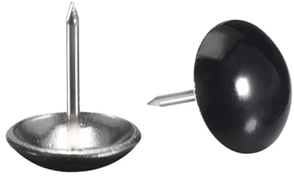 QUARKZMAN 25 Stück Polsternägel dekorative Möbelnägel leuchtendes Schwarz | 16 mm x 20 mm runder Kopf, Reißzwecken für Möbel Sofa Kopfteile
