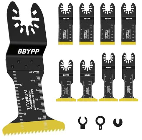 8tlg Multitool Sägeblätter Metall (3Arten von 8tlg), Titanbeschichtung Multifunktionswerkzeug Zubehör, Fein Multimaster Zubehör Für Metall, Nägel, Schrauben, Holz