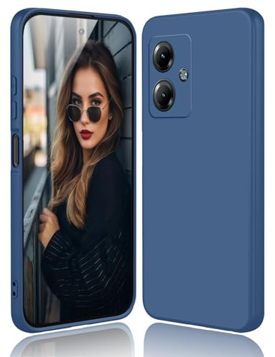 DESSEN Funda para Motorola Moto G14 - Líquida Silicona Carcasa con Forro de Microfibra Antiarañazos Delgada y Suave TPU Cover Anti-Choques Protectora Case, Azul