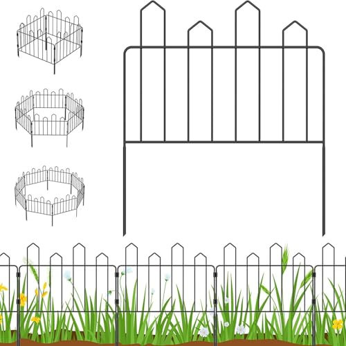 Lot de 8 Clôture Décorative Métal pour Jardin, Barriere Jardin Exterieur, Clôture à Planter, Enclos d'étang, 50 cm (H) x 336cm (L), Bordure de barrière pour Animaux