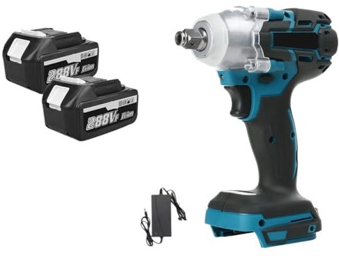 MZZYG Impact Wrench 1800N.M Torque Brushless Electric 1/2 Inch Lithium-Ion Battery Cordless Wrench Power Tools for 18V Battery (2 Battery)