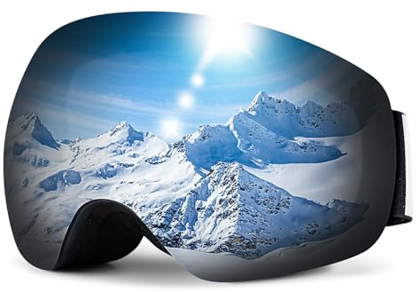 NENKI occhiali da sci per uomo e donna, maschera sci antiappannamento, occhiali da sci UV 400 senza montatura, adatti al casco da sci, OTG maschera snowboard