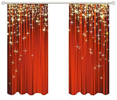 Raypontia 2 tende natalizie – 70 x 100 cm – Tende natalizie con passanti, per finestre di Natale, per il soggiorno, colore: rosso
