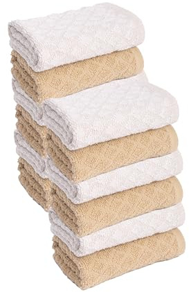 Maple Threads 12 Pack Tea/Kitchen Towels, Super Soft & Absorbent, 40 x 65 cm 350 GSM, 100% Cotton (Beige)