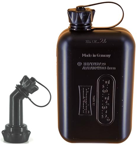 FuelFriend® BIG max. 2,0 Liter - PURE BLACK - Klein-Benzinkanister Mini-Reservekanister mit UN-Zulassung und verschließbarem Ausgiesser