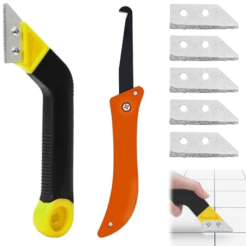 Raspador de juntas de revestimiento,4 cuchillos de repuesto raspador de juntas,Raspador de baldosas Traje, rascador de juntas de baldosas,rascador de juntas de baldosas para azulejos, cocina, cuarto