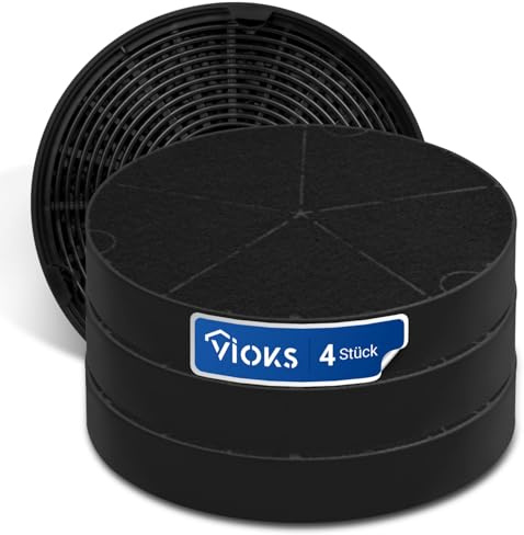 VIOKS 4 x avdunstningsfilter 196 mm Ø ersättning för Elеctrolux 902979357/8 50290659007 Franke 112.0016.755 Bosch Siеmens 00748732 DHZ5316 LZ5651 Miеle 6532 971 aktiv hlefilter köksfläkt