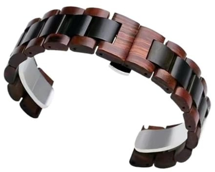 THBGTCNQ Träarmband 22 mm snabbfrigörande träarmband unisex ersättningsarmband vikbart spänne lämpligt för smartklocka traditionell klocka, 22mm, Agat