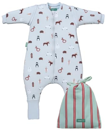 molis&co. Baby-Schlafsack mit Füßen, abnehmbare Ärmel und Socken. 2.5 TOG. Ideal für die Übergangszeit und den Winter. 100% Baumwolle (Oeko-TEX 100). (Winter Animals, 117 cm (6 Jahre))
