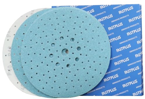 Lot de 10 feuilles de papier abrasif 225 mm - Grain 180 - Pour enlever la poussière - Céramique - Bleu - Pour le polissage du bois