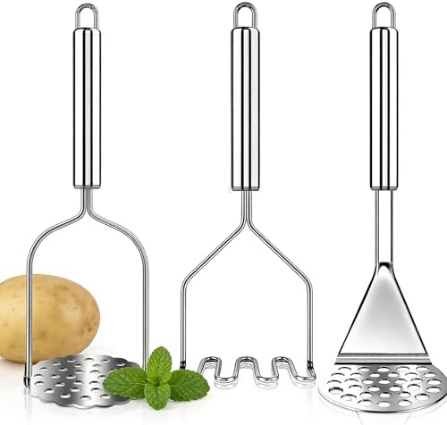 3 PCS Potato Mashers Stainless Steel,Bean Smasher,Food Fruit Egg Masher Metal,Masher Kitchen Tool