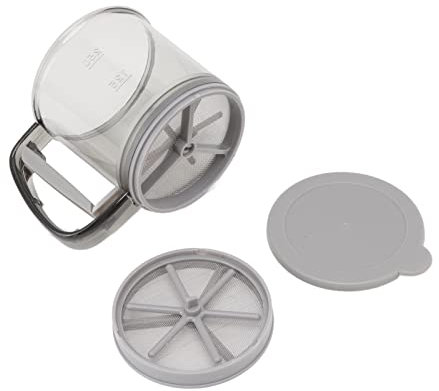 ZASCHMOY Innovadora Taza de Tamiz de Harina de Prensa Manual con Malla de Filtro de Doble Capa - Material ABS de Grado Alimenticio, Escala Precisa para Hornear, Suministros de Cocina, Estabilidad de