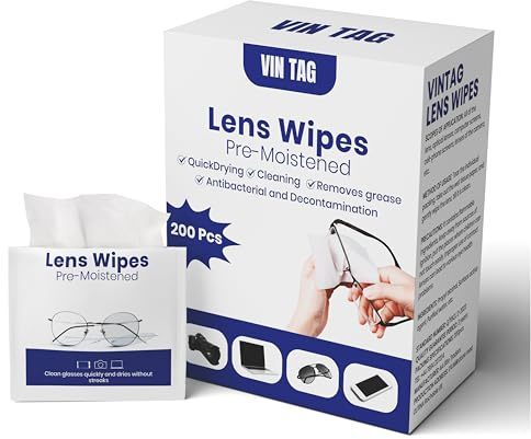 Glasses Wipes 200 Individually Wrapped Screen Wipes, Pre-Moistened Lens Wipes for Eyeglasses, Laptops, Touchscreens & Camera Lenses - Anti-Fog, Streak & Smudge-Free - Ideal for Travel & Daily Use