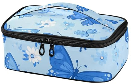Amooorous Lonchera infantil con diseño de mariposas azules y flores (longword) para niña, para senderismo, loncheras