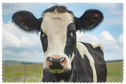 Juego de 6 manteles individuales lavables con estampado de vaca lechera para decoración de mesa de cena y fiesta