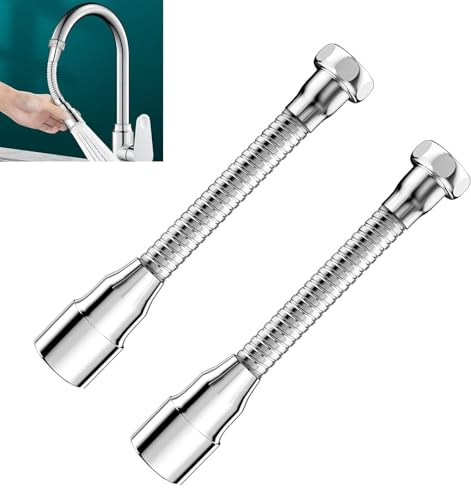 2 Stück Wasserhahn Verlängerung, 360° Schwenkbarer Flexibler Wasserhahn Verlängerung 15cm Explosionsgeschützt und Rostfrei Faucet Extender Armatur für Küche Bad Waschbecken