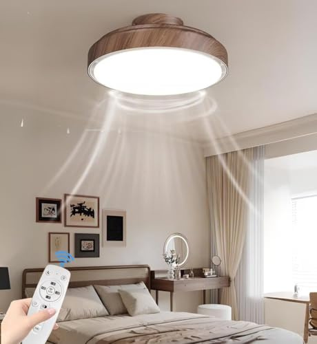 AstrizLamp Silencioso Ventilador de Techo luz con Mando a distancia, Ventila Techo Sin Aspas con LED Moderno, 6 velocidades Reversibles, Smart Dimmable Ventilador Lámpara para Dormitorio y Salón