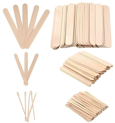 GNALIA Depresores De Madera - 300 Unidades (3 Tamaños: 8.8×1.7/9.3×1/15×1.8 Cm) - Amarillos - Para Depilación Y Manualidades
