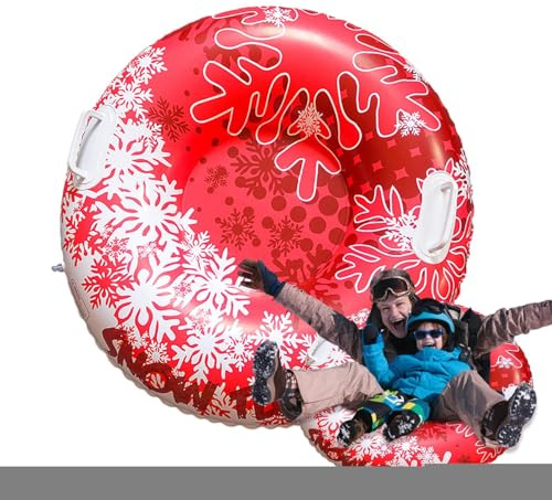 Schneeschwimmring für Kinder | aufblasbarer Schlitten für Erwachsene und – 80 cm Sled mit Doppelgriffen für Garten Park Hinterhof