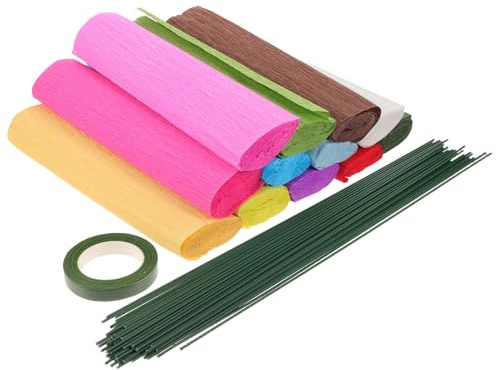 DIYEAH 1 Set di di Carta crespa per lavoretti Floreali - Kit per Bouquet di Carta Fatti a Mano - Festoni da fiorista per Bouquet Decorativi Artigianali di Compleanno e Matrimonio
