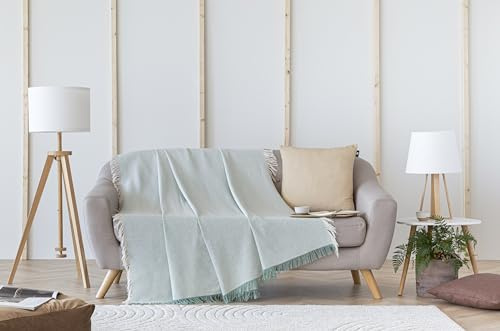 Todocama - Colcha Multiusos Sofa, Manta Foulard, Plaid para Cama, Cubresofa Cubrecama, Jarapas, Fabricado en España, Clásica. (230x260cm, Verde)