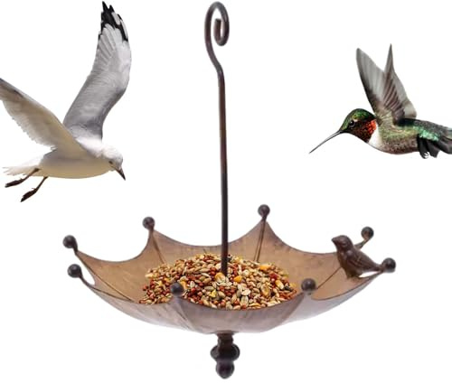 Pruojhw Mangeoires À Oiseaux pour L'Extérieur - Plateau De Nourriture pour Oiseaux en Forme De Parapluie - Plateau Décoratif De Nourriture pour Colibris,pour Extérieur Cour Jardin Porche Patio Balcon