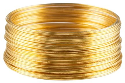rongweiwang Smyckestråd som minnespärltråd med 50 öglor för att göra halsband och armband för unika hantverksprojekt, minnesörhängen i stål, gör-det-själv-hantverk, manschettarmband, Guld