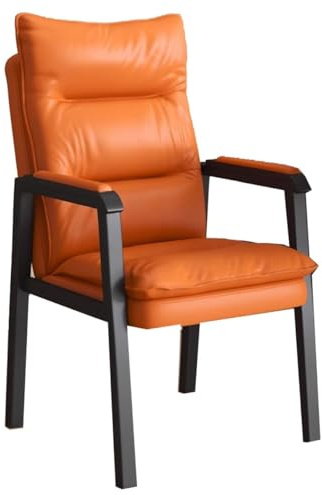 Kontorsstol Gästfåtöljer För Receptionen Konferensstolar Med Hög Rygg I Läder Ergonomisk Accentstol I Läder Med Metallben Kraftiga Köksstolar För Väntrum(Orange)