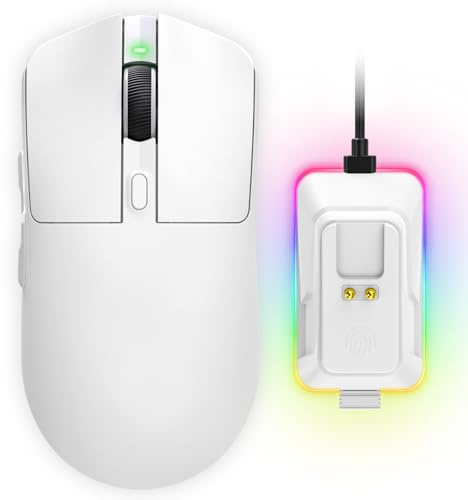 Wireless Gaming Mouse, Tri-Mode 2.4GHz/USB-C/Bluetooth Wireless Mouse with RGB Charging Dock, 24000 DPI, 60Hrs Battery, Ergonomic Lightweight Rechargeable Computer Mice Compatible with PC Mac Laptop