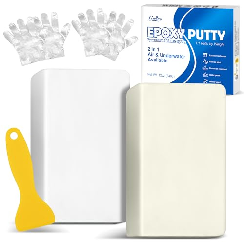 Epoxiharts lera – 340 g, 2 komponenter, epoxireparationsset för reparation av pool, läckor, sprickor, fyllning, modellering – epoxi knådande massa för bindning metall, plast, trä, keramik, skulptur