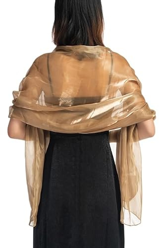 KIJSKKOPO Sciarpe E Stole in Chiffon per Abito da Sera da Donna, Sciarpa Leggera E Trasparente Scintillante, Stola in Organza Setosa, Elegante Bolero Coprispalle per Feste, Balli, Cocktail E Ma