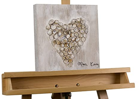KunstLoft Leinwandbild | 100% HANDGEMALT | 30x30cm | Gemälde 'Heart-warming' | Herz | Braun | Wandbild Wohnzimmer