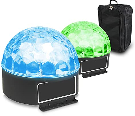 MAX Magic Jelly Ball LED Disco Ball Lights Pair with Portable GearSak Bag – Colourful Rotating Party Lights Set for Home Disco, Pub, Marquee & Small Events