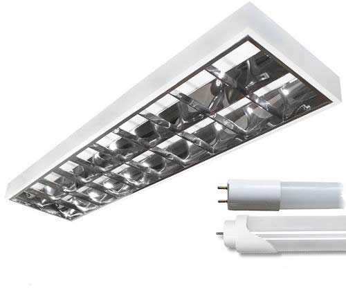Amslight LED Rasterleuchte Empty 2x120cm T8 LED Tube Neutral 4000K Set