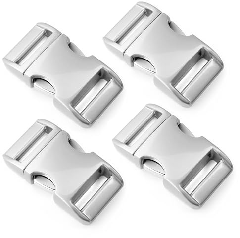 Ganzoo Metall-Klickverschluss Alumaxx, Set aus 4 Stück, 3/8 / Klippverschluss/Steckschließer/Steckverschluss für Paracord-Armbänder, Hunde-Halsbänder, Rucksack, Glanz vernickelt, Farbe: silber