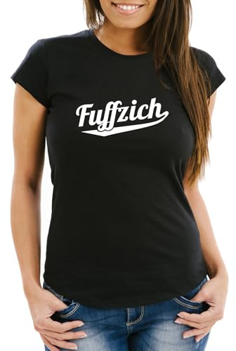 MoonWorks® Damen T- Shirt Geburtstag Aufschrift Fuffzich Vierzich lustiges Geschenk für Frauen Schwarz L