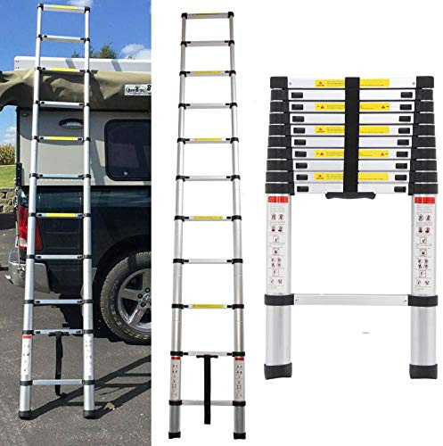 Autofather 3,2M Teleskopleiter Aluminiumleiter Mehrzweckleiter Dachbodenleiter Ausziehbare Steigleiter Gerade Leiter, leichte ausziehbare Leiter, 150kg Tragfähigkeit