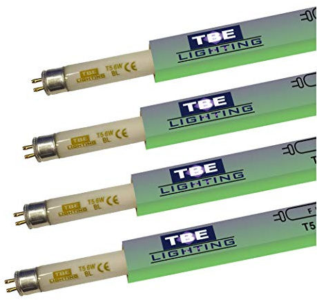 TBE Lighting -mouches T5 - Lot de 4 - 6 W BL 368 nm - Tubes UV pour les insectes - Culot G5 à 2 broches - Longueur : 225 mm
